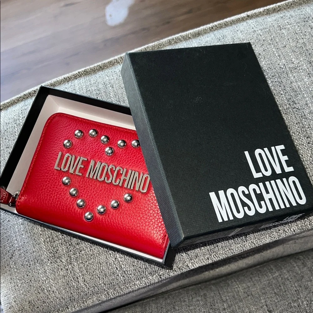 Love Moschino Red Heart Studded Wallet NWT